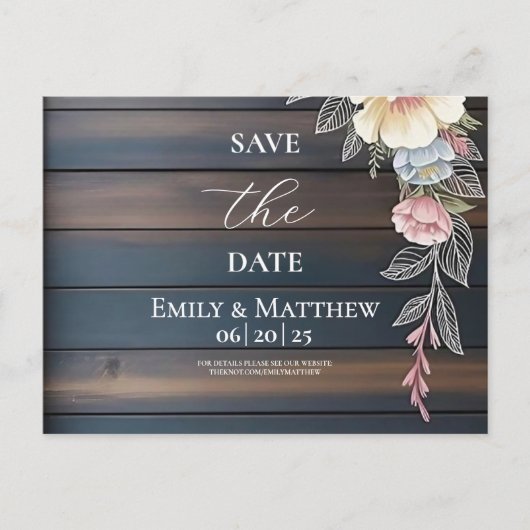Rustiek Hout Bloemen Trouwen Save The Date Aankondigingskaart