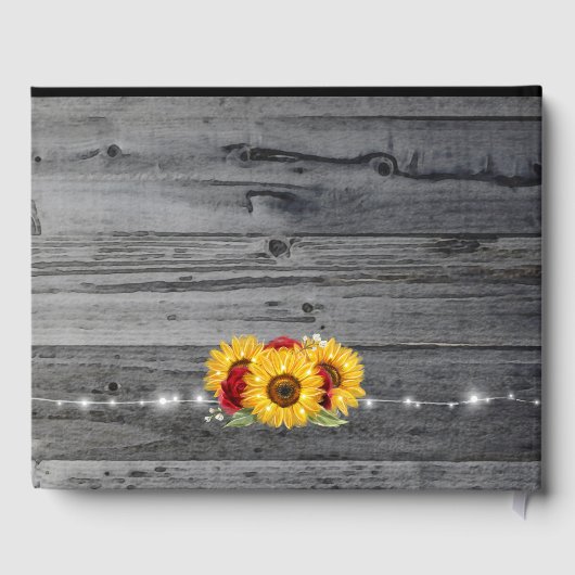 Rustiek Hout Bloemen Zonnebloem Roos Quinceanera Gastenboek (Achterkant)