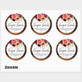 Rustiek hout bloemengezicht hand lichaam suiker sc ronde sticker (Vel)