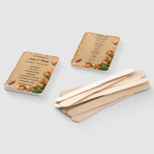 Rustiek hout bloemenvlinder bruiloft programma handwaaier (Niet-gemonteerd)