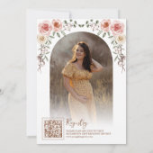 Rustiek Hout Boho Bloemen Foto Canopy Baby shower Kaart (Achterkant)