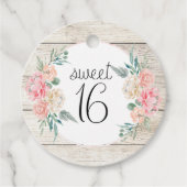 Rustiek Hout Boho Bloemen Zoet 16 Verjaardag Bedankjes Labels (Voorkant)