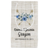 Rustiek hout Boho pijlen & blauwe bloemenbruiloft Klein Cadeauzakje (Voorkant)