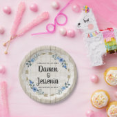 Rustiek hout Boho pijlen & blauwe bloemenbruiloft Papieren Bordje (Feest)