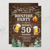 Rustiek Hout Bonfire Bier Volwassen Verjaardag Out Kaart (Voorkant / Achterkant)