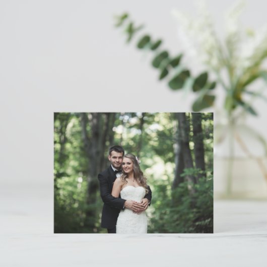 Rustiek hout & botanische blad bruiloft dank u briefkaart (Staand voorkant)