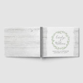 Rustiek hout & botanische krans bladeren bruiloft gastenboek (Volledig)
