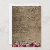 Rustiek Hout Bourgogne Bloemenplak Wedding Kaart (Achterkant)