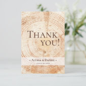 Rustiek hout bruiloft foto klein bedankkaart (Staand voorkant)