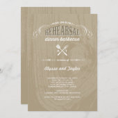 Rustiek hout bruiloft repetitie diner BBQ Party Kaart (Voorkant / Achterkant)