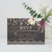 Rustiek hout Bruiloft RSVP met maaltijdkeuze (Staand voorkant)