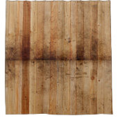 Rustiek hout bruin beige douchegordijn (Voorkant)