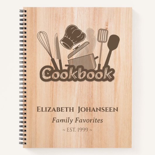 rustiek hout bruin kookrecept kookboek notitieboek (Voorkant)