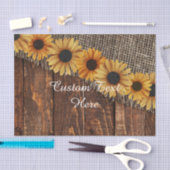 Rustiek Hout & Burlap Zonnebloem Aangepaste Bruilo Tissuepapier (Craft)