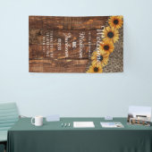 Rustiek Hout & Burlap Zonnebloem Bruiloft Welkom Spandoek (Beurs)