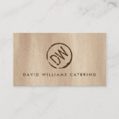 Rustiek Hout-Burned Gestempeld Monogram voor Cater Visitekaartje (Voorkant)