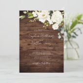 Rustiek Hout Champagne Bloemen Huwelijk Kaart (Staand voorkant)