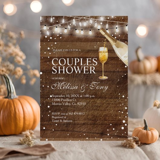 Rustiek Hout Cocktail String Lights Paar Douche Kaart