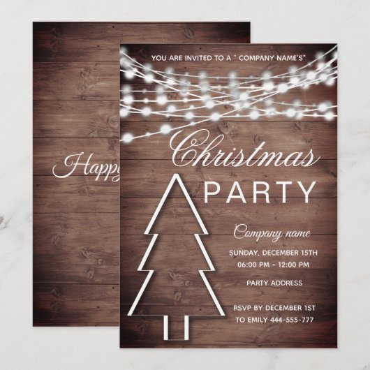 Rustiek hout corporate kerstfeest kaart (Voorkant / Achterkant)