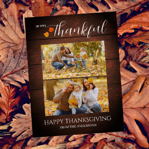 rustiek hout Dankbare Thanksgiving familie 2 fot Feestdagenkaart