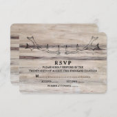 rustiek hout | Deer Wedding RSVP Kaart (Voorkant / Achterkant)