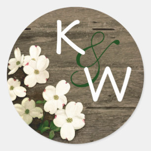 Rustiek Hout & Dog Blooms Monogram Sticker