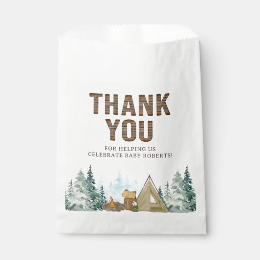 Rustiek hout een beetje camper Baby shower Bedankzakje (Voorkant)