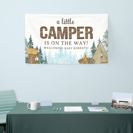 Rustiek hout een beetje camper Baby shower Spandoek (Beurs)