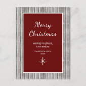 Rustiek Hout Eenvoudig Rood Kerstmis Feestdagenkaart (Voorkant)