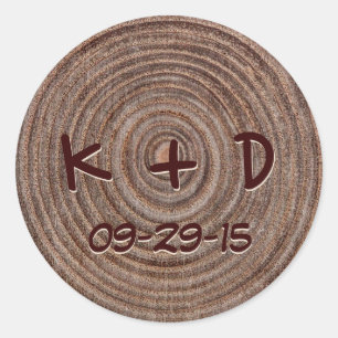Rustiek Hout Elegant Bruiloft Ronde Sticker