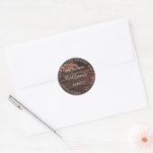 Rustiek hout | Elegante moderne toekomst Mr en Mrs Ronde Sticker (Envelop)