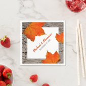 Rustiek Hout En Bladeren Herfst Trouwpapier Servet (Insitu)