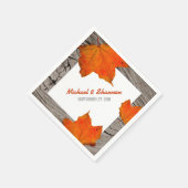 Rustiek Hout En Bladeren Herfst Trouwpapier Servet (Hoek)