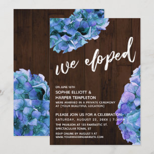 Rustiek Hout en Blauwe Hortensia We Zijn Gevlucht Kaart