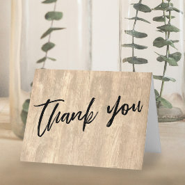 Rustiek Hout en Casual Handschrift Bruiloft Bedankkaart