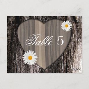 Rustiek Hout en Daisies Trouwtafel Nummer Briefkaart