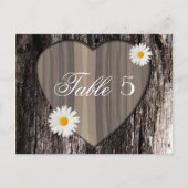 Rustiek Hout en Daisies Trouwtafel Nummer Briefkaart (Voorkant)