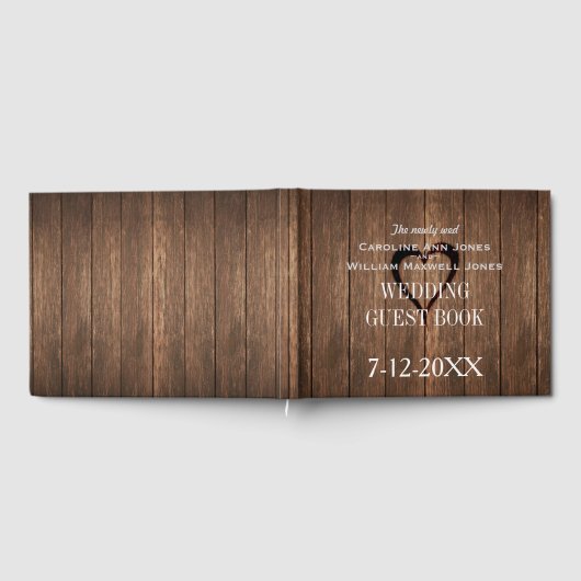 Rustiek hout en gegraveerd hart Gastenboek (Volledig)