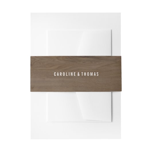 Rustiek Hout en Kant Belly Band Design Uitnodigingen Wikkel (Voorkant Voorbeeld)