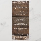 Rustiek Hout en Kant Land Bruiloft Flat Menu (Voorkant)