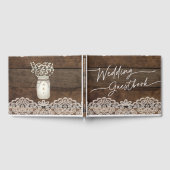 Rustiek hout en kant land bruiloft gastenboek (Volledig)