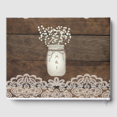 Rustiek hout en kant land bruiloft gastenboek (Achterkant)