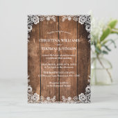 Rustiek hout en kant land bruiloft kaart (Staand voorkant)