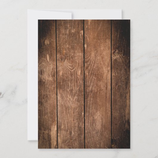 Rustiek hout en kant land bruiloft kaart (Achterkant)