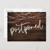 Rustiek hout en lichte snaren uitgesteld bruiloft briefkaart (Voorkant / Achterkant)