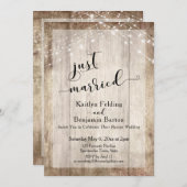 Rustiek hout en lichten, Net getrouwd, Alleen rece Kaart (Voorkant / Achterkant)