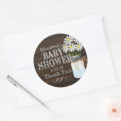 Rustiek Hout en Mason Jar- Baby shower Ronde Sticker (Envelop)