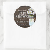 Rustiek Hout en Mason Jar- Baby shower Ronde Sticker (Tas)