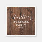 Rustiek hout en String licht Verrassing Verjaardag Servet (Voorkant)