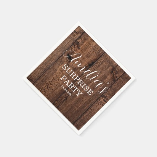 Rustiek hout en String licht Verrassing Verjaardag Servet (Hoek)